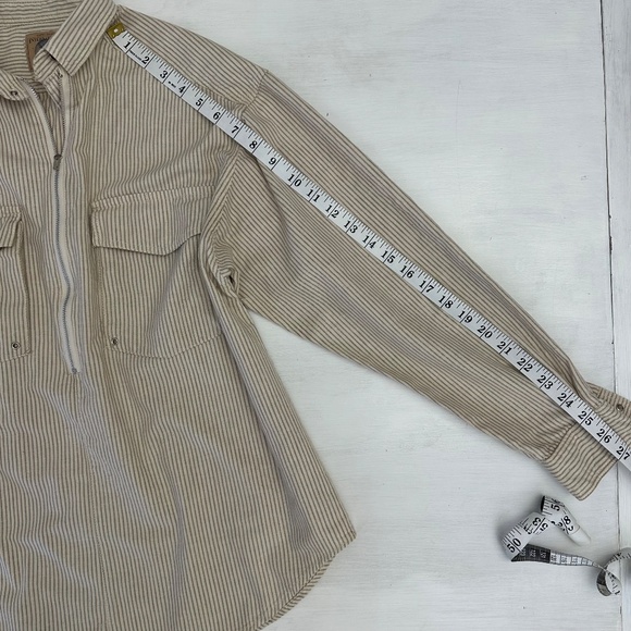 Esprit Sport Vintage Cream and Tan Striped top zip top Women's L - Picture 7 of 8